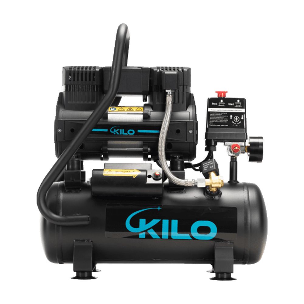 2 Gallon Oil Free Air Compressor, 1.0HP,  Max.115 PSI Pressure, 65dB Ultra Quiet Compressor for Auto Repair, Tire Inflation, Spray Painting, Woodwork Nailing, Black + Silver