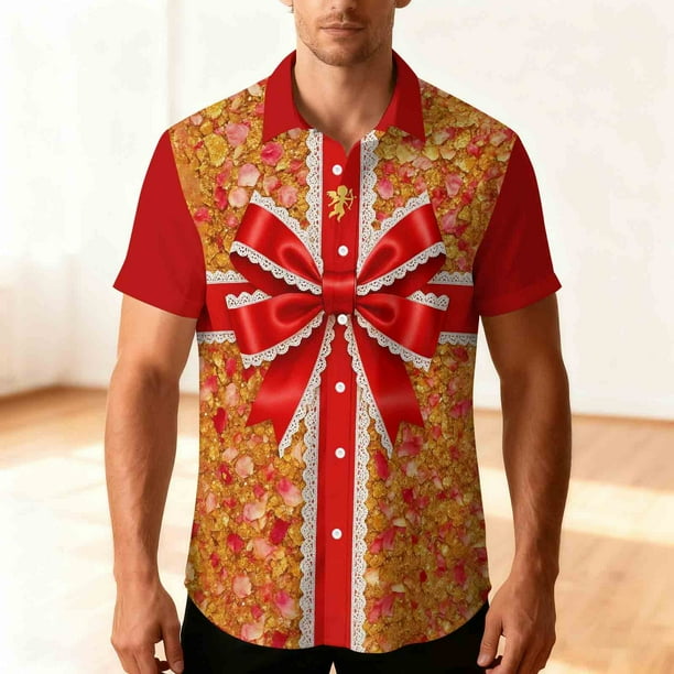 Blusa y camisa hawaiana de manga corta con cuello vuelto para hombre, camisa unisex informal de verano para playa, de manga corta con botones, ropa estampada divertida, blusa para hombre