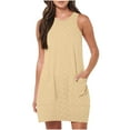 thumbnail image 2 of Liquidation d'Été 2025! Robe Grande Taille pour Femmes, Liquidation de Robe d'Été pour Femmes, Mode Femmes Été Décontractée Col Rond Dentelle Manches Courtes Robe Unie, 2 of 5