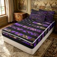 thumbnail image 2 of Erosebridal Camouflage Flag Zipper Queen Comforter Set with Fitted Sheet and 2 Pillowcases for Women Men, Purple Rustic Branches Zipper Bedding Set, Black Reversible, 4pcs, 2 of 7