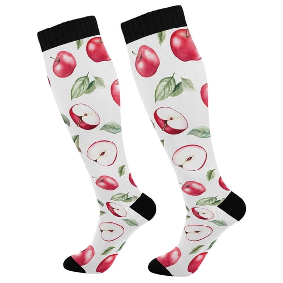 joogoo Apples Pattern Long Socks Women Men Knee High Sock