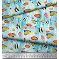 thumbnail image 2 of Soimoi Cotton Duck Fabric Fish & Shells Ocean Printed Fabric 1 Yard 42 Inch Wide, 2 of 3