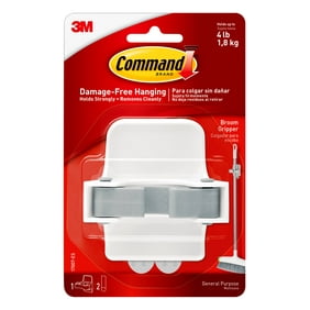 Command Broom Gripper, White, 4 Grippers, 8 Strips