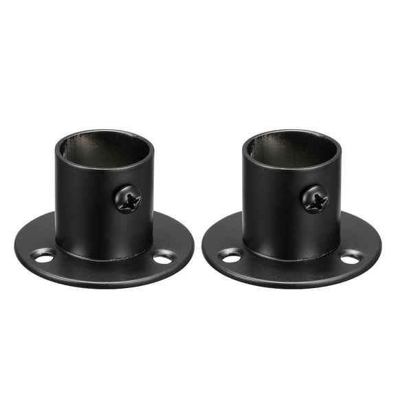 Uxcell 0.88'' Dia Stainless Steel Pole Sockets Flange Rod Holder Bracket Support, Black 2 Pack