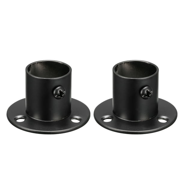 Soporte de soporte de varilla de brida de socket de acero inoxidable Uxcell de 0.88'' de diámetro, negro, paquete de 2