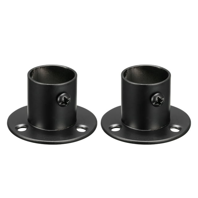 Soporte de soporte de varilla de brida de socket de acero inoxidable Uxcell de 0.88'' de diámetro, negro, paquete de 2