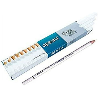 Apsara Glass Marking Pencils, White - Pack of 10 Pencils