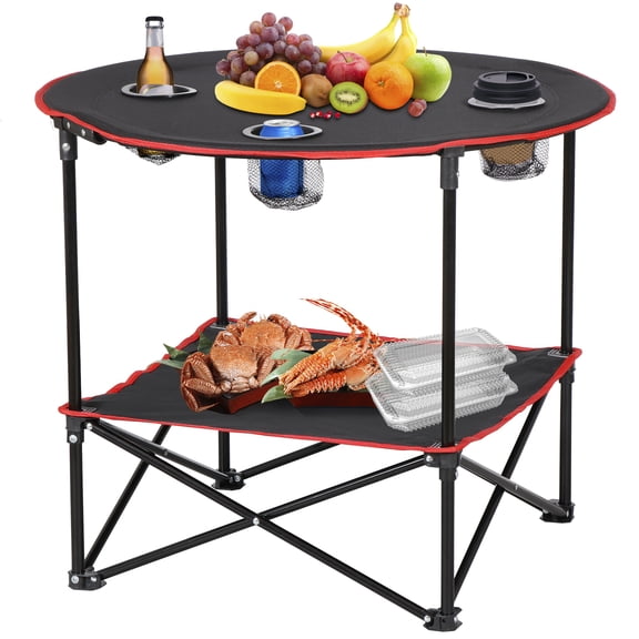 HaloHarness Portable Folding Picnic Table Outdoor Camping Table with 4 Cup Holders and Carrying Bag Collapsible Portable Tables Folding for BBQ Outdoor Fishing
