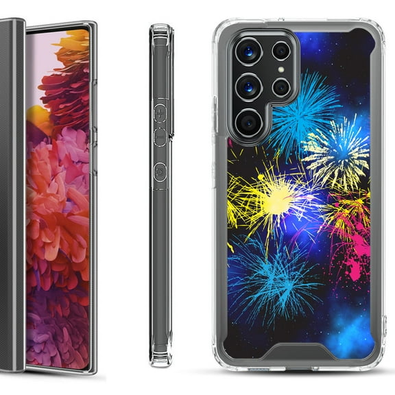 Shockproof Bumper Phone Case for Samsung Galaxy S22 Ultra 5G, by OneToughShield ® - Fireworks