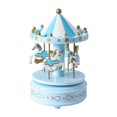 thumbnail image 1 of Caja de música de carrusel Uanit con bola de nieve giratoria, unicornio, caballo de cuerda, regalo para aniversario, Navidad, cumpleaños y Año Nuevo para niños (azul), 1 of 4