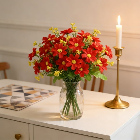 Arreglo de crisantemos para exterior | Orquídea saltarina de crisantemo Zou de plástico, flores artificiales, fácil mantenimiento, decoración resistente a la intemperie, estética moderna,