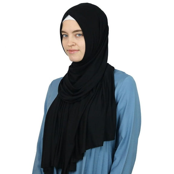 Modefa Premium Jersey Islamic Hijab Headscarf Wrap Shawl - (Black)