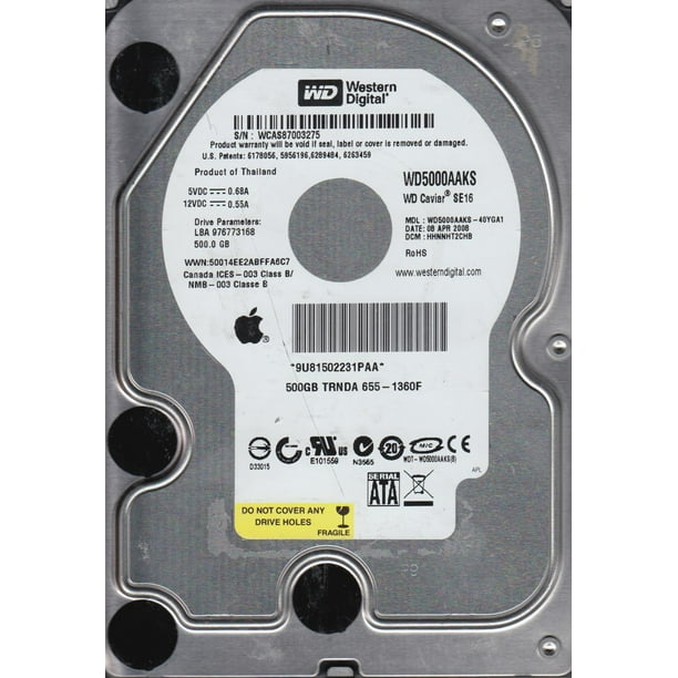 Wd5000aaks 40yga1 Dcm Hhnnht2chb Western Digital 500gb Sata 3 5 Hard Drive Walmart Com Walmart Com