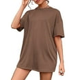 thumbnail image 1 of fatyb Robe T-Shirt à Manches Courtes Surdimensionnée pour Femme, Décontractée, Col Ras du Cou, Couleur Unie, Coupe Ample, Mini Robes, 1 of 4
