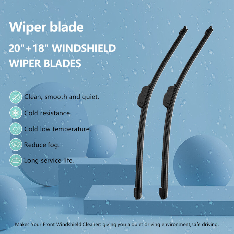 1 Pair Windshield Wiper Blades J-hook Bracketless F for Ram eless 20" and 18" Inch