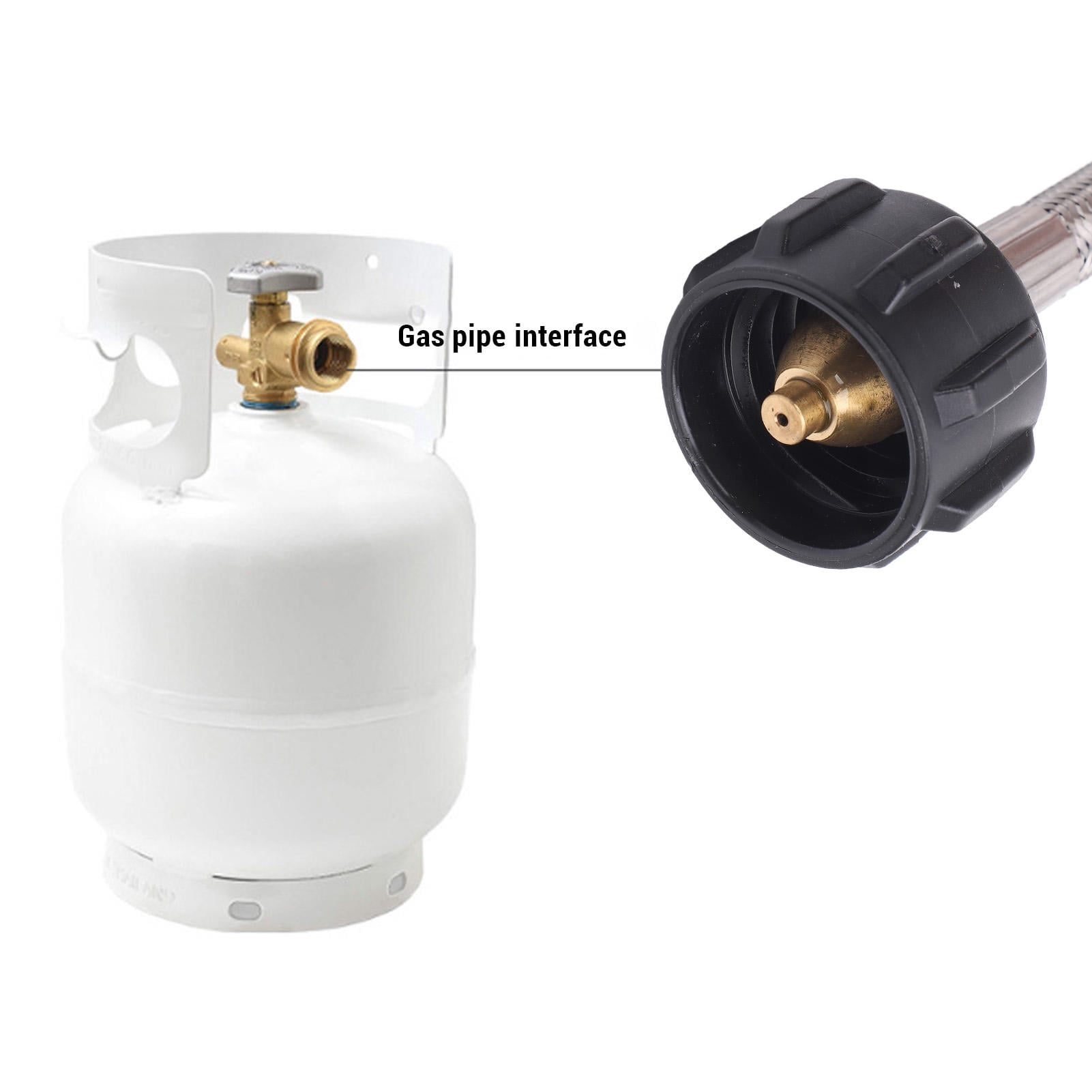 Suodoka 5‑ft Stainless Steel Gas Hose Adapter – 1‑to‑20lb Extension for Buddy Heaters, Weber Q, Blackstone & Coleman Grills
