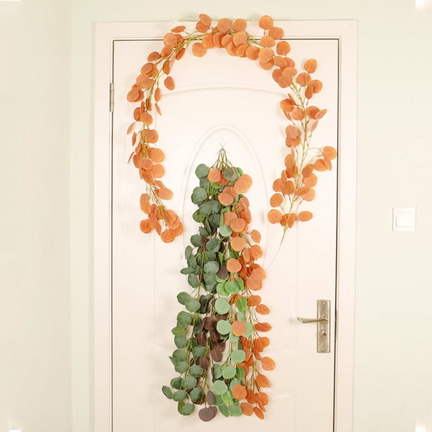 Gwong Decoración hogareña 1M Ronda artificial Redonda de eucalipto hoja Rattan Vine Home Garden Park Decoración colgante Gwong 21036485