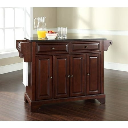 - Bowery Hill Black Granite Top Kitchen Island in Mahogany