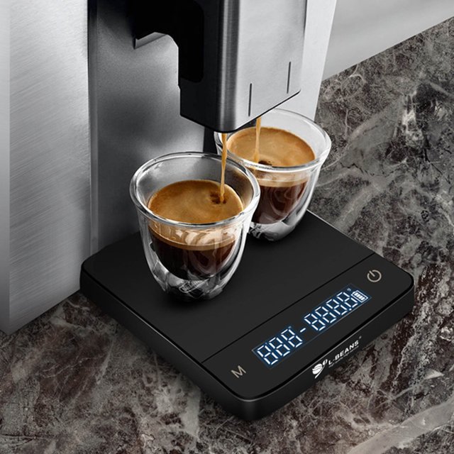Báscula de café digital báscula de café pequeña recargable de 3000 gramos con temporizador y función de pelado automático Pantalla LED HD de 1200 mah Báscula de café ANGGREK Otros