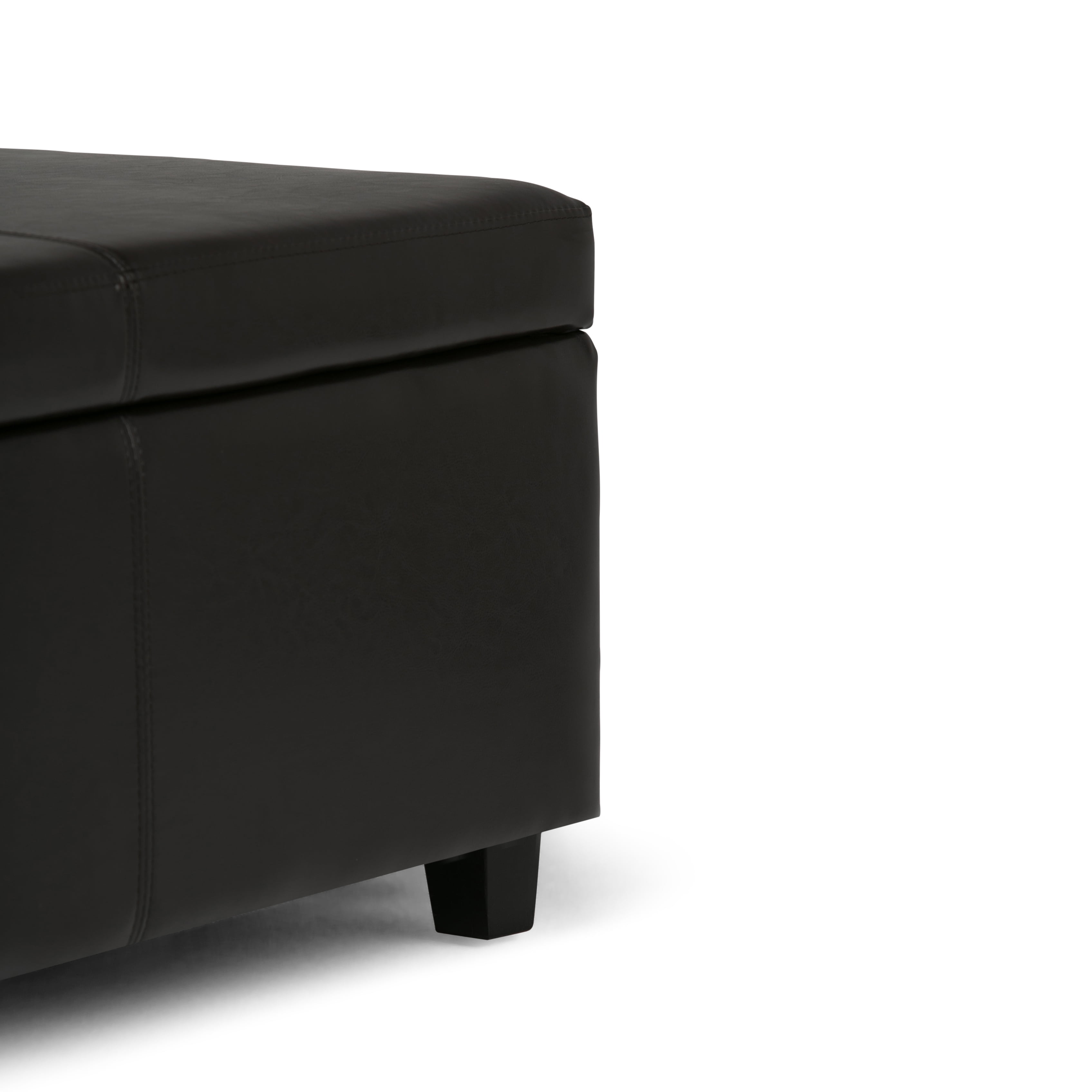 Avalon 48 inch Wide Contemporary Storage Ottoman Bench in Tanners Brown Vegan Leather