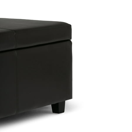 Simpli Home - Avalon Rectangular Polyurethane Faux Leather Ottoman With Inner Storage - Tanner's Brown