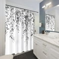 thumbnail image 5 of Gray and White Eucalyptus Shower Curtain Watercolor Grey Floral Plant Leaf Shower Curtains for Bathroom Botanical Flower Waterproof Fabric Bath Curtain Decor with Hooks (Black, 72'''' x 72''''), 5 of 6
