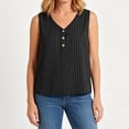 thumbnail image 7 of Hearthz Women's Striped V Neck Sleeveless Tops for Women 3 Buttons Henley Curved Hem Womens Tank Tops Lightweight Textured Vest, 7 of 7