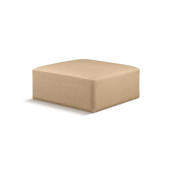 Meridian Furniture Cube Tan Vegan Leather Ottoman