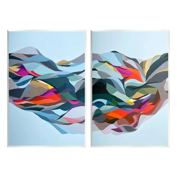Stupell Industries Patterned Mountain Abstraction Abstract Painting Unframed Art Print Wall Art, 10 x 15, Set of 2
