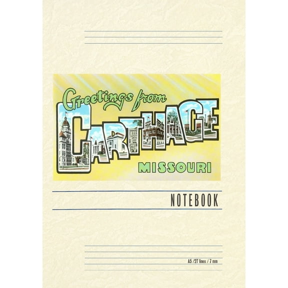 Vintage Lined Notebook Greetings from Carthage, (Paperback)