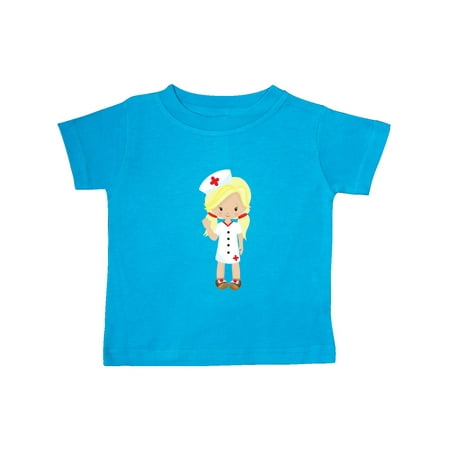 

Inktastic Cute Girl Nurse Blonde Hair Nurse Uniform Gift Baby Girl T-Shirt