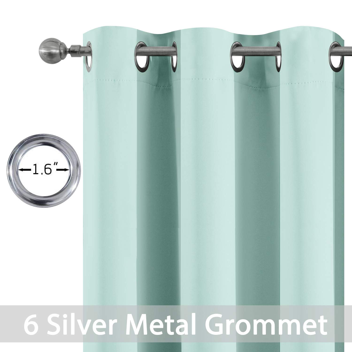 Room Darkening Grommet Window Drapes Thermal Insulated Light Blocking Blackout Curtains For Bedroom(aqua 38wx63l 2 Panels)