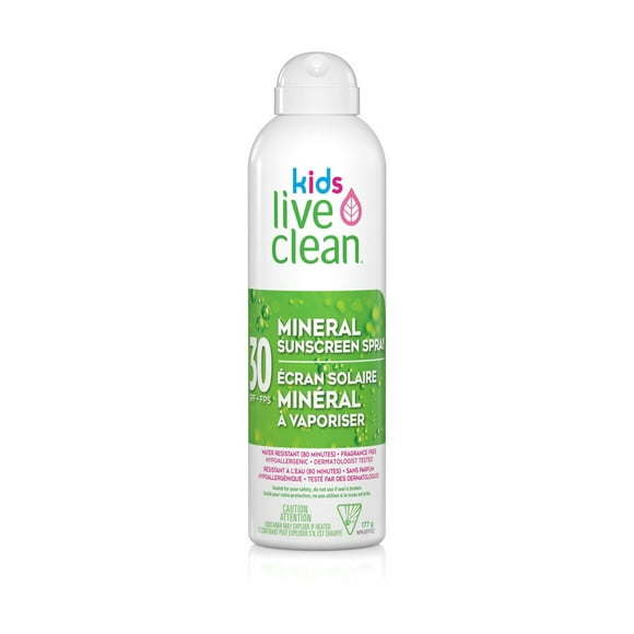 Live Clean Kids Mineral Sunscreen Spray SPF 30, 177 g, Sunscreen
