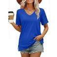 thumbnail image 3 of ZZwxWA Womens Summer Tops Short Sleeve Shirts Trendy V Neck T Shirts for Women Casual Tops, 3 of 5