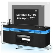 Hommpa LED TV Stand for TVs up to 70 with Power Outlets Modern Entertainment Center High Gloss Large TV Cabinet Adjustable Shelf PS5 Storage Gaming Media Console