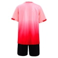 thumbnail image 2 of Fldy Kids Boys Quick Dry Short Sleeve T-Shirt and Mesh Shorts Running Shirt Football Team Uniform Pink 11-12, 2 of 7