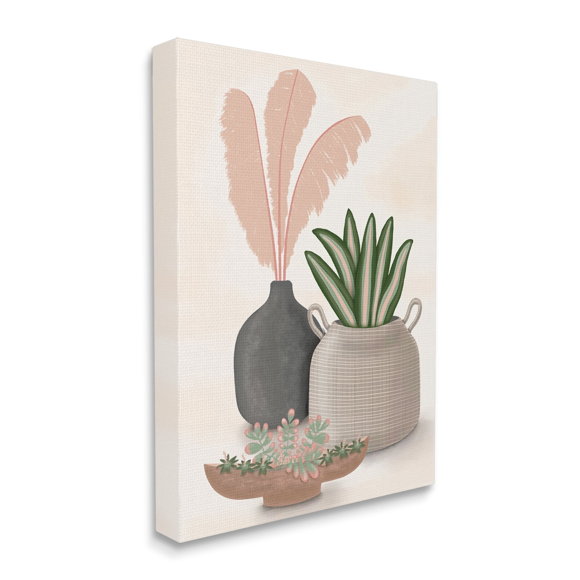 Stupell Industries Pastel Botanical Succulents Illustration Plants Jars Vases , 16 x 20, Design by Darlene Seale