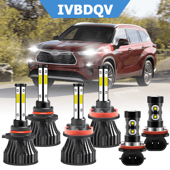 For Toyota Highlander 2014-2020 LED Headlights Combo 9005 High   H11 Low Beam   H11 Fog Light Bulbs Kit 6Pcs