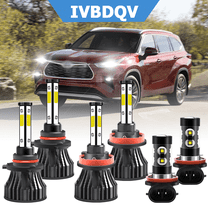 For Toyota Highlander 2014-2020 LED Headlights Combo 9005 High H11 Low Beam H11 Fog Light Bulbs Kit 6Pcs