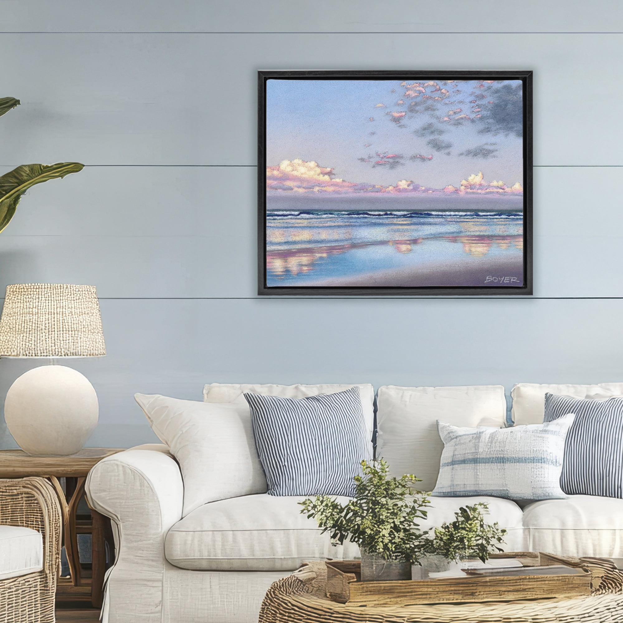 Stupell Industries Nature's Poetry Seascape Black Framed Floater Canvas Wall Art, design by Susy Boyer