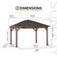 thumbnail image 4 of Sunjoy 11’ x 13’ Grayden Wood Gazebo , Outdoor Patio Solar Powered Hardtop Gazebo with One-Tier Metal Roof, LED Light and Ceiling Hook, 4 of 10