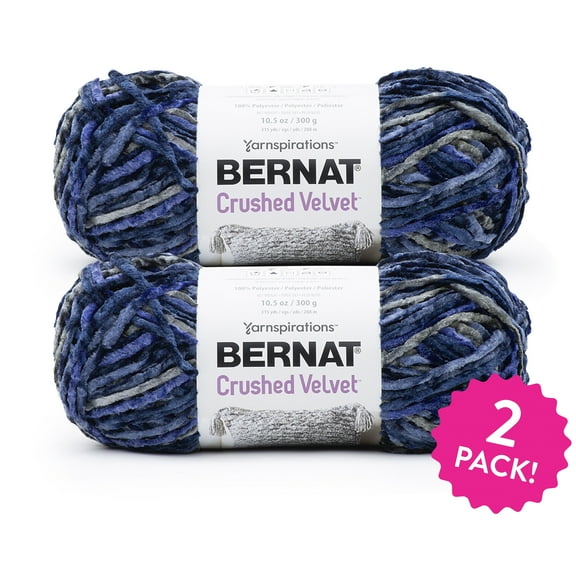 Bernat Crushed Velvetâ„¢ 100% Polyester Navy Yarn, 315 yd (2 Pack)