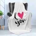 thumbnail image 4 of Love Soft Flannel Fleece Blanket, Hand Drawn Design Happy Valentines Day Calligraphy Art Handwriting Romantic, Cozy Plush for Indoor and Outdoor Use, 50" x 70", Black Hot Pink White, by Ambesonne, 4 of 5