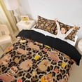 thumbnail image 3 of Erosebridal Capybara for Kids Twin Bedding, Brown Leopard Print Duvet Cover Set, Black Reversible, 2-Piece, No Comforter, 3 of 5