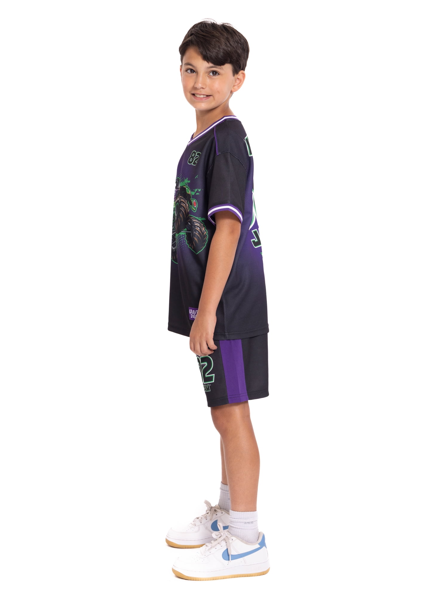Monster Jam Boys Short Sleeve Soccer Jersey with Matching Short, 2-Piece Set, Sizes 4-16