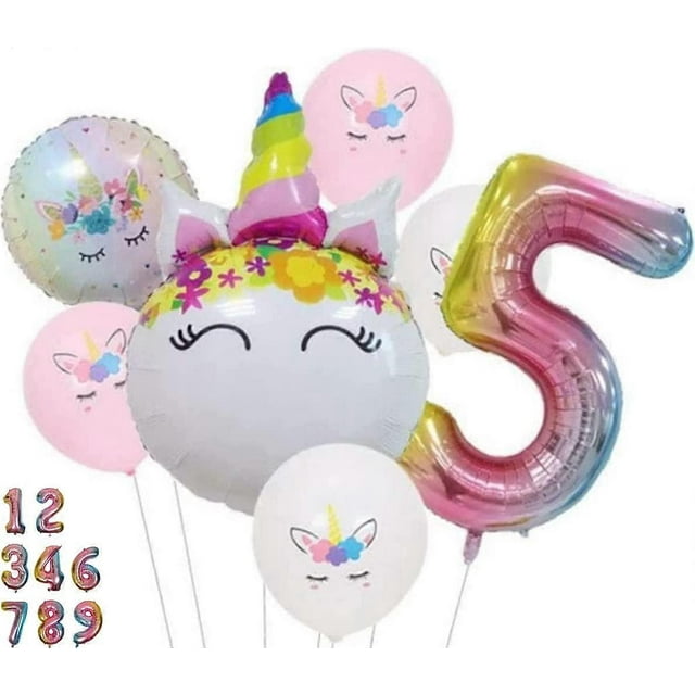 Unicorn Birthday Decorations for Girls Set - Number 5 Balloon Pink Gradient, Unicorn Balloons, Unicorn Party Decorations, Unicorn Party Supplies 5th B