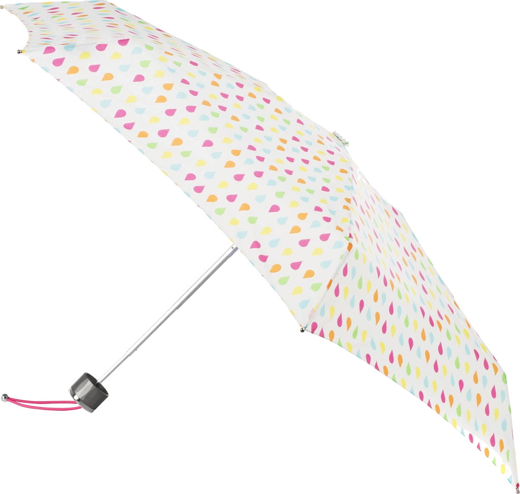 totes Titan Mini Manual NeverWet Umbrella White Rain OSFA