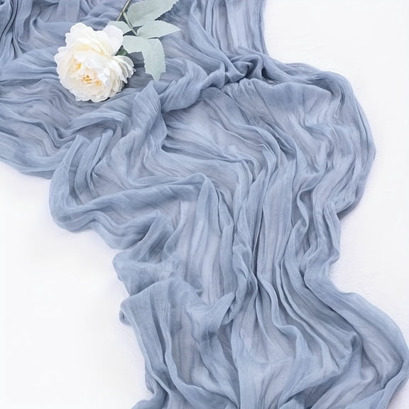 GYTY 1pc, Polyester Table Runners, Vintage Crinkle Cloth Gauze Table Runner, Pink Balinese Pleated Atmospheric Table Runner, Simple Style Solid Color Table Cover, Holiday Desktop Decoration