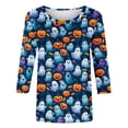 thumbnail image 5 of Jsaierl Womens Halloween Shirts Novelty Ghost Graphic Tees Soft Work Round Neck T-Shirts 3/4 Sleeve Dressy Casual Blouse Tops Halloween Party Supplies,Sizes S-5XL, 5 of 5