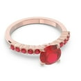 thumbnail image 3 of 2.25 Carat Round Cut Red Ruby Gemstone New Engagement Ring for her Solid 18K Rose Gold Size 5.5 by Diamond-Capitals, 3 of 7
